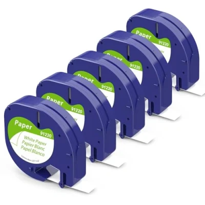Abbildung von Aken Schriftbänder Kompatibel mit Dymo Paper White 12mm x 4m, Letratag Etikettenband Papier Weiß 91200 S0721510 LT 100H 100T XR 200B
