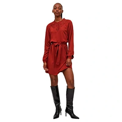 Abbildung von Vila Damen Visuvita L/S Lace Dress / Su Noos Kleid, Fired Brick, 34 EU