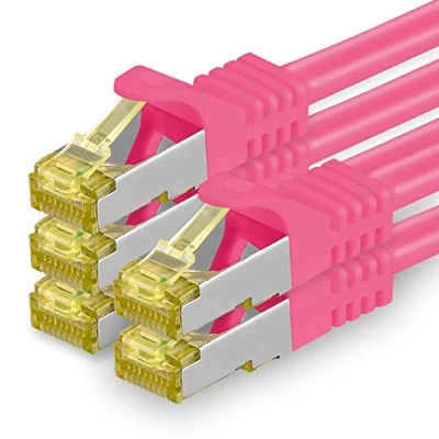 Abbildung von 1aTTack.de Cat.7 Netzwerkkabel 1m Magenta 5 Stück Cat7 Ethernetkabel Netzwerk LAN Kabel Rohkabel 10 Gb s SFTP PIMF LSZH Set Patchkabel mit Rj 45 Stecker Cat.6a
