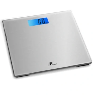 Abbildung von HomeFashion 28x28 cm Plattform Digitale Personenwaage Waage Personen körperwaage 180 kg Display mit Hintergrundbeleuchtung Gewichtskontrolle Silber