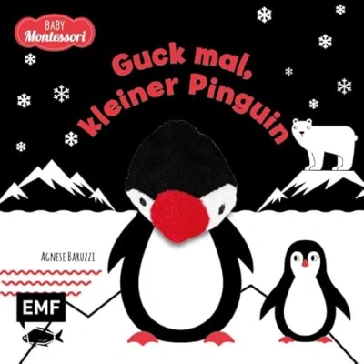 Abbildung von Kontrastbuch für Babys: Guck mal, kleiner Pinguin: Fingerpuppenbuch zur spielerischen Förderung des Seh und Wahrnehmungsvermögens von Babys Kleinkindern nach Montessori