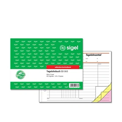 Abbildung von SIGEL SD065 Tagelohnbuch A5 quer, 3x40 Blatt, selbstdurchschreibend, aus nachhaltigem Papier