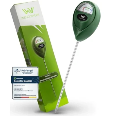 Abbildung von Wendowerk® Boden Feuchtigkeitsmesser für Pflanzen [Grün/Schwarz] Ohne Batterien Verbessertes Feuchtigkeitsmessgerät [2024] Premium Bodentester
