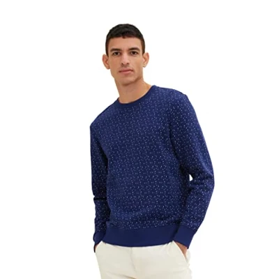 Abbildung von TOM TAILOR Herren 1035522 Sweatshirt, 31265 Dark Blue Multicolor Design, L