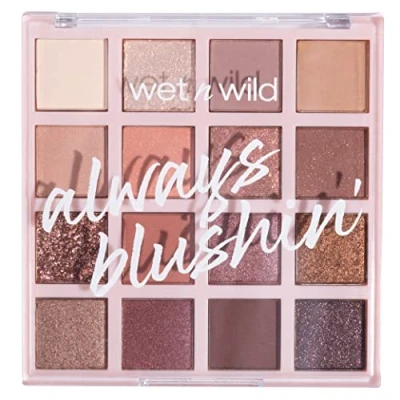 Abbildung von Wet n Wild Always Blushin&#039; Eyeshadow Palette, Neutrale und Verblendbare Lidschatten mit Matten, Schimmernden Glitzernden Finishes, Palette in Nude 16 Hochpigmentierten Farben