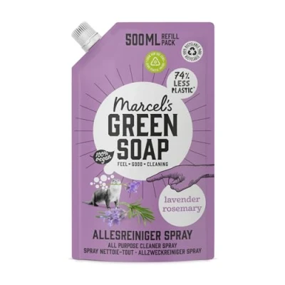 Abbildung von Marcel&#039;s Green Soap Allzweckreiniger Spray Nachfüllpackung Lavendel &amp; Rosmarin 100% Recyceltes Plastik 97% biologisch abbaubar Vegan 500 ml