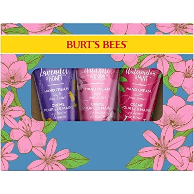 Abbildung von Burt&#039;s Bees Handcreme Geschenkset mit Shea Butter, Lavendel und Honig, Wildrose Beere Wassermelone Minze 3er Pack