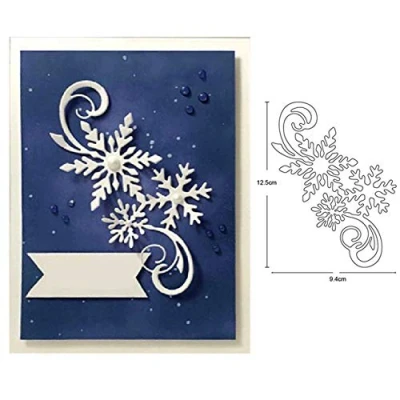 Abbildung von Schneeflocken Metall Stanzformen, Frohe Weihnachten, Schnee Blume, Rand, Stanzschablonen, DIY, Scrapbooking, Album, dekorative Prägeschablonen für Kartenherstellung