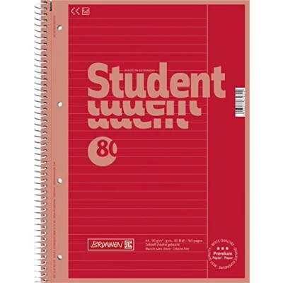 Abbildung von Brunnen 1067925123 Notizblock / Collegeblock Student Colour Code (A4 liniert, Lineatur 25, 90 g/m², 80 Blatt) rot