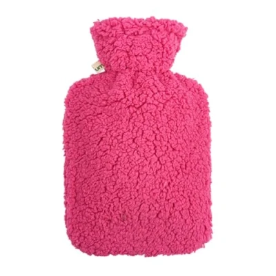 Abbildung von Premium Wärmflasche 2 Liter Naturgummi mit kuschligem Teddy Bezug extra Innenfutter und Reißverschluss, Bettflasche, Wärmeflasche BS1970:2012 zertifiziert neues Modell (Pink)