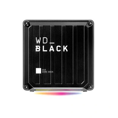 Abbildung von WD_BLACK D50 Game Dock 2 TB (2x Thunderbolt 3 Anschlüsse, DisplayPort 1.4, 2x USB C, 3x A, Audio Ein/Aus und Gigabit Ethernet anpassbare RGB Beleuchtung) schwarz