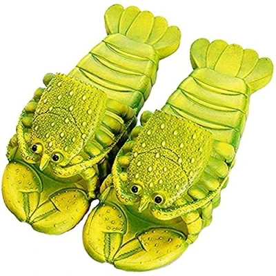 Abbildung von Asifn Hummer Flip Flops Kinder Hausschuhe Sommer lustige Tier Süße Strandschuhe Damen Weiche Kreative Duschsandalen Herren Lässige Wasserdichte（Grün,44/45 EU