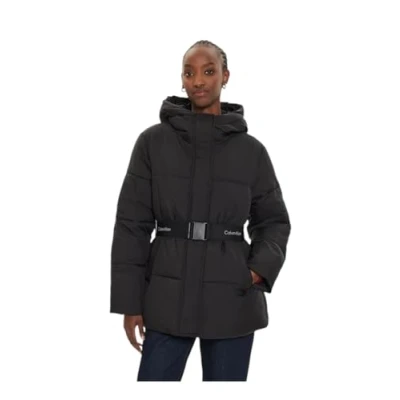 Abbildung von Calvin Klein Jeans LOGO Puffer Winterjacke, Damen, Größe: XL, Black