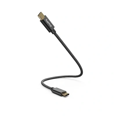 Abbildung von Hama USB C Ladekabel (USB 2.0 type C, 3A, 20cm, 480Mbit/s, aufladbar, Nylon) schwarz