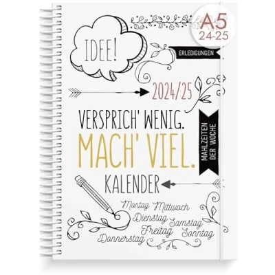 Abbildung von Burde Kalender 2024 2025 A5 Doodle Terminplaner &amp; Terminkalender 1 Woche Auf 2 Seiten 142 Aufkleber enthalten Deutsch