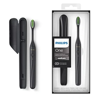 Abbildung von Philips One elektrische Zahnbürste mit USB Ladung, Mattschwarz (Modell HY1200/26)
