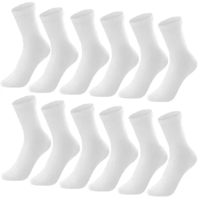 Abbildung von L&amp;K II 12er Kindersocken Sportsocken für Jungen Teenager Jugend aus Baumwolle Wintersocken lang 2027 weiss Gr.35 38