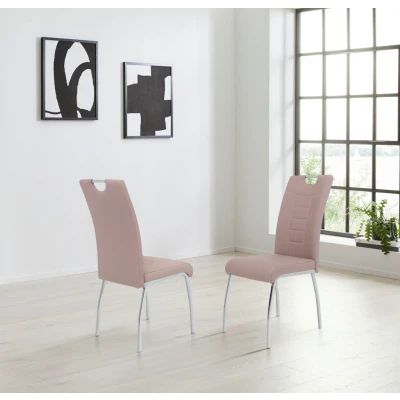 Abbildung von 2er Set Esszimmerstuhl Andrea, Bezug Kunstleder Grau, Rundrohgestell Chrom, 100x43x64 cm