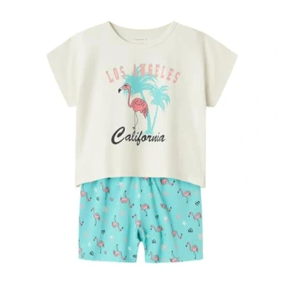 Abbildung von Name it Nkfnightset Flamingos Set Nachtwäsche für Kinder, Größe: 98/104, Pool blue