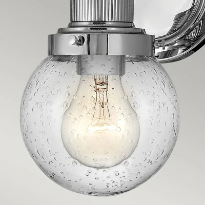 Abbildung von Elstead Lighting QN POPPY1 PC BATH QUINTIESSE Wandleuchte Poppy E27 1x40W IP44 Stahl Chrom poliert, Blasenglas klar L:18.3cm H:23.7cm B:13cm dimmbar