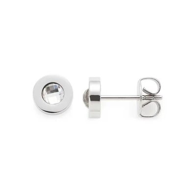 Abbildung von Leonardo Jewels Isa Ohrstecker, Ohrringe aus Edelstahl, Glas Kristall Facetten Schliff silber rund 7 mm, Plättchen Stecker Damen Schmuck, 1 Paar, 022873