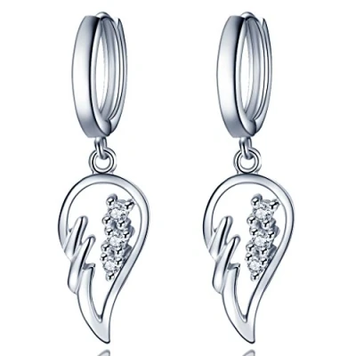 Abbildung von Unendlich U Fashion 925 Sterling Silber Damen Ohrhänger Engelflügel Zirkonia Ohrringe Earrings