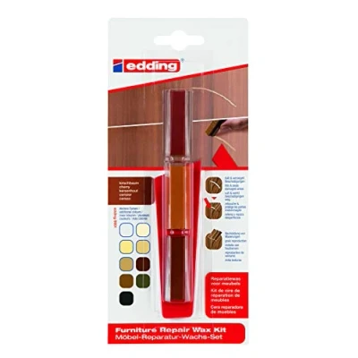 Abbildung von edding 8901 Möbel Reparatur Wachs Set kirschbaum zum Auffüllen und Reparieren von Kratzern Löchern auf Möbeln anderen Holzoberflächen