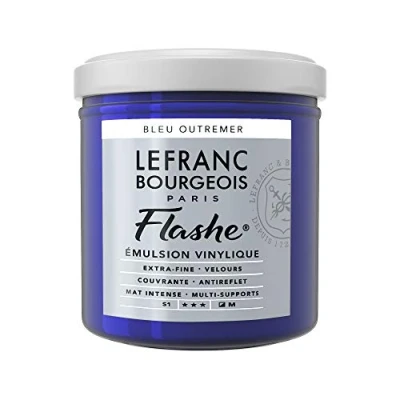 Abbildung von Lefranc Bourgeois 300637 Flashe Acrylfarbe &amp; Vinylfarbe, hochpigmentiert, elastisch, lichtecht, alterungsbeständig, matt, für den Innen Außenbereich, 125ml Topf Ultramarinblau