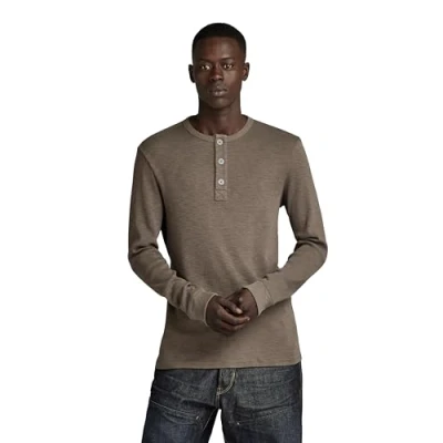 Abbildung von G Star RAW Herren Henley Slim Tweeter, Braun (Turf D23458 D263 273), M