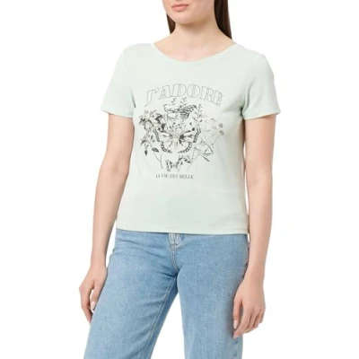 Abbildung von ONLY Damen ONLFREE Life S/S Cross Back TOP Box JRS T Shirt, Cloud Dancer/Print:Papillons, XS