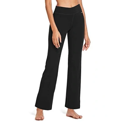 Abbildung von BALEAF Damen Flare Yogahose Leggings warm Fitness Hose Jogginghose Baumwolle Bauchkontrolle Schlaghose Arbeit Sporthose mit Taschen Grau L