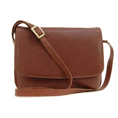 Abbildung von VISCONTI Damen Leder Umhängetasche Crossbody Bag Mittelgroß Verstellbarer Schultergurt CLAUDIA 03190 Braun
