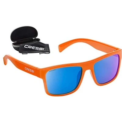 Abbildung von Cressi Unisex Erwachsene Spyke Sunglasses Sport Sonnenbrillen, Orange/Verspiegelte Linsen Blau, Einheitsgröße