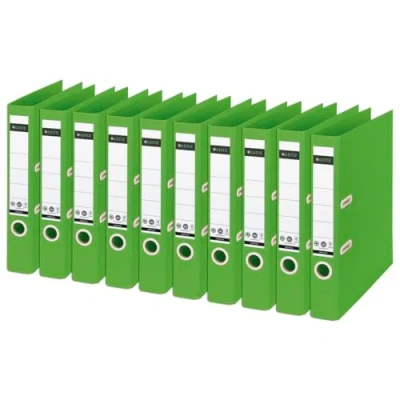 Abbildung von Leitz Recycle Qualitäts Ordner 180 A4, 10er Pack, 5 cm Rückenbreite, Für 350 Blatt, 100 % recycelbares PP und recycelter Karton, Umweltfreundlich, Serie, Grün, 10190055