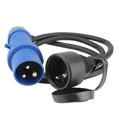 Abbildung von Unitec 47458 CEE Adapterleitung Caravan/CEE Stecker und Schutzkontaktkupplung/IP44 Wohnmobil Zubehör mit Schutzkappe/3 polige Leitung für Europa Schuko Kupplung, Schwarz