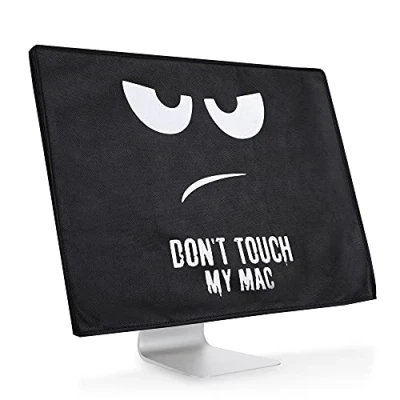 Abbildung von kwmobile Hülle kompatibel mit Apple iMac 24&quot; Fach für Magic Keyboard, Mouse und Kabel Don&#039;t Touch My Mac Weiß Schwarz