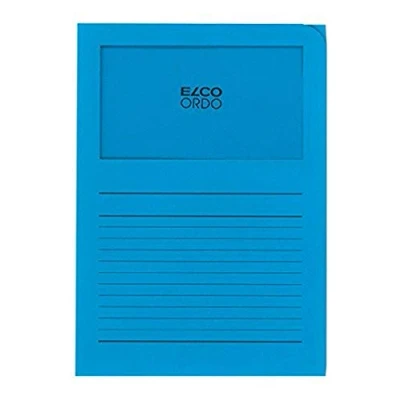 Abbildung von Elco Ordo Classico Papier Organisationsmappen 220 x 310 mm 120 g/m² mit Aufdruck und Sichtfenster 180 100 Karton à Stück leuchtend blau