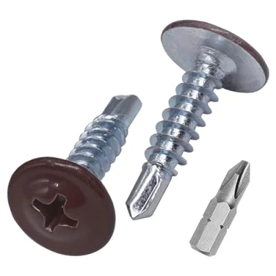 Abbildung von SKIR&#039;CO (50 Stück) lackierte 4,2 x 16 mm selbstbohrende Schrauben, Kreuzschlitz Modifizierter Halsspannkopf, Blechschraube, Tellerkopf (50, Schokoladenbraun RAL 8017)