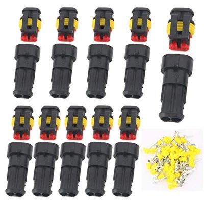 Abbildung von GTIWUNG 10 tlg 4 Polig Stecker Steckverbinder Wasserdicht, Steckdose Set für KFZ, Auto Elektrischer Anschluss (4 Gelbes Siegel)