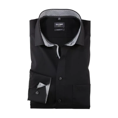 Abbildung von OLYMP Luxor modern fit Hemd extra Langer Arm Haifischkragen schwarz Größe 48