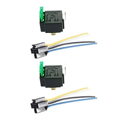 Abbildung von Mintice 2 X 12V 30A 4 Polig SPST KFZ Relais Öffner Schließer Wechselrelais Leistungsrelais Sicherung Buchse Stecker Motorrad Boot