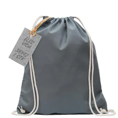Abbildung von Baumwoll Turnbeutel 1 Stück 38 x 42 cm Sportbeutel Rucksack Stofftasche Bag, Beutel, Baumwollbeutel, Jutebeutel OEKO TEX® geprüft Stoffbeutel Damen &amp; Herren, Kinder Gym Sack zum bemalen in Grau