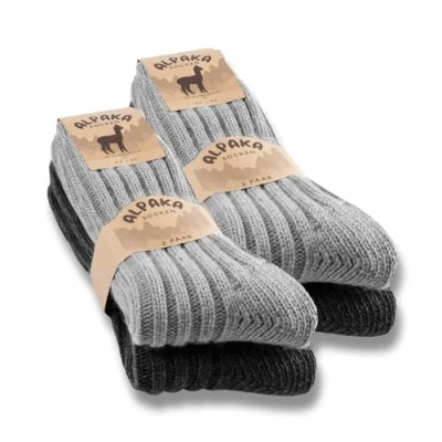 Abbildung von 4 Paar Alpaka Socken Herren Damen Wollsocken warme Wintersocken 20900 (Anthrazit Grau 35 38)