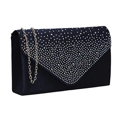 Abbildung von SwankySwans Damen Clutch Abby mit Strasssteinen, Umschlag Stil, Blau (Marineblau), Einheitsgröße