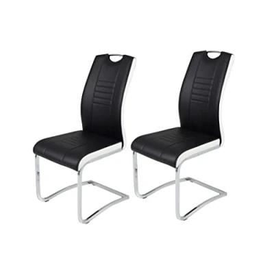 Abbildung von Hela Tische, 2er Set Schwingstuhl Tabea, Kunstleder Schwarz Weiß, Griffloch, Metallgestell Chrom, 43 x 61 99 cm