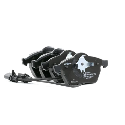 Abbildung von BOSCH 0 986 424 482 Bremsbelagsatz Low Metallic mit integriertem Verschleißsensor Anti Quietsch Blech, Kolbenclip AUDI: A6 C5 Avant