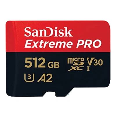 Abbildung von SanDisk Extreme PRO microSDXC UHS I Speicherkarte 512 GB + Adapter &amp; RescuePRO Deluxe (Für Smartphones, Actionkameras oder Drohnen, A2, Class 10, V30, U3, 200 MB/s Übertragung)