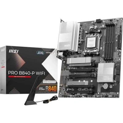 Abbildung von MSI PRO B840 P WiFi Mainboard, ATX Unterstützt AMD Ryzen 9000/8000 / 7000 Prozessoren, AM5 DDR5 Memory Boost (8000+ MT/s OC), PCIe 4.0 x16, M.2 Gen4, Wi Fi 7, 2.5G LAN