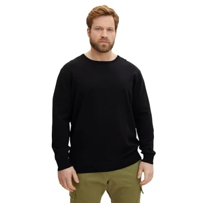 Abbildung von TOM Tailor MEN PLUS Basic CREW NECK Strickpullover, Herren, Größe: 3XL, Black