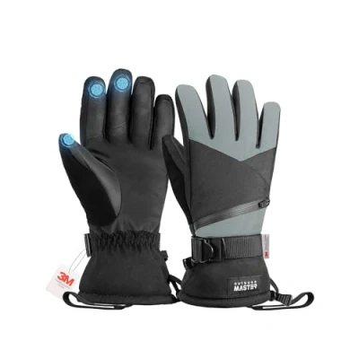 Abbildung von OutdoorMaster Skihandschuhe Damen &amp; Herren, 3M Thinsulate Wasserdicht Schneehandschuhe, Winter Warme Winddichte Snowboard Handschuhe mit Doppel Tasche
